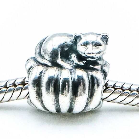 Retired Authentic Pandora Bracelet Sterling Silver Cat Basket Charm - 790595 - Picture 1 of 5